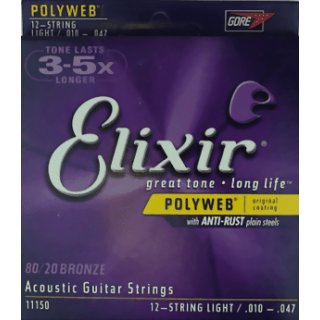 Elixir Polyweb Bronze 12 String Light 10 - 47 Acoustic Guitar Strings 11150