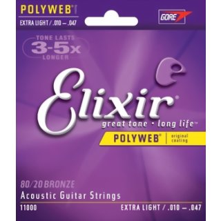 Elixir Extra light Polyweb Bronze 10 - 47 Acoustic Guitar Strings 11000