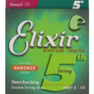 Elixir Nanoweb Heavy B 135 Electric Bass Strings 15435