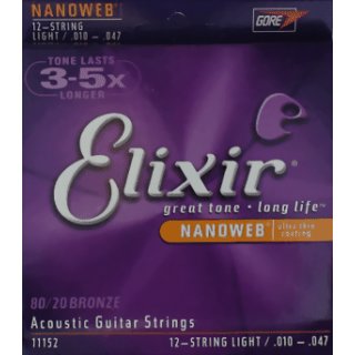 Elixir 12 String Light 10 - 47 Acoustic Guitar Strings 11152