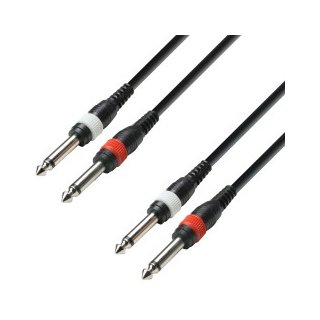 Adam Hall K3TPP0300 Audio Cable 2 x 6,3 mm Jack mono to 2 x 6,3 mm Jack mono 1m